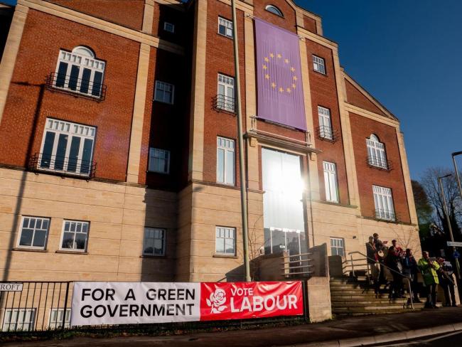 Ecotricity Wallbridge Labour and EU banners