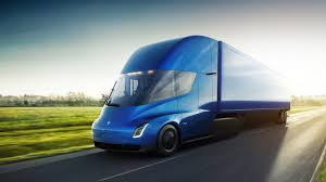 Blue Tesla semi-truck