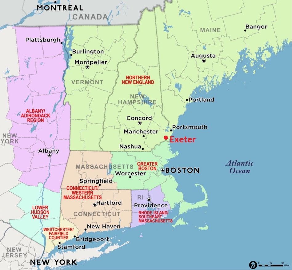 New England map - with Exeter