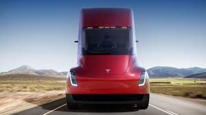 Red Tesla semi-truck