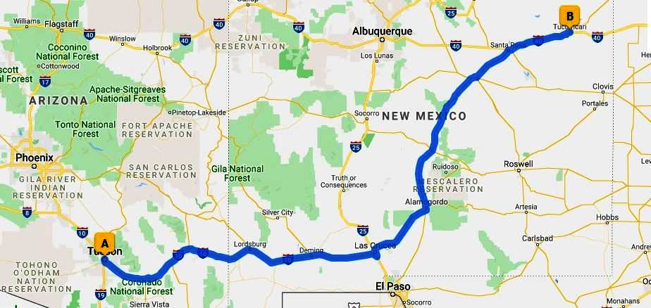 Tuscon to Tucumcari - 584.6 miles